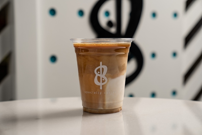 cold flat white W/coconut milk BRAZIL/ فلات وايت بارد بحليب جوز الهند